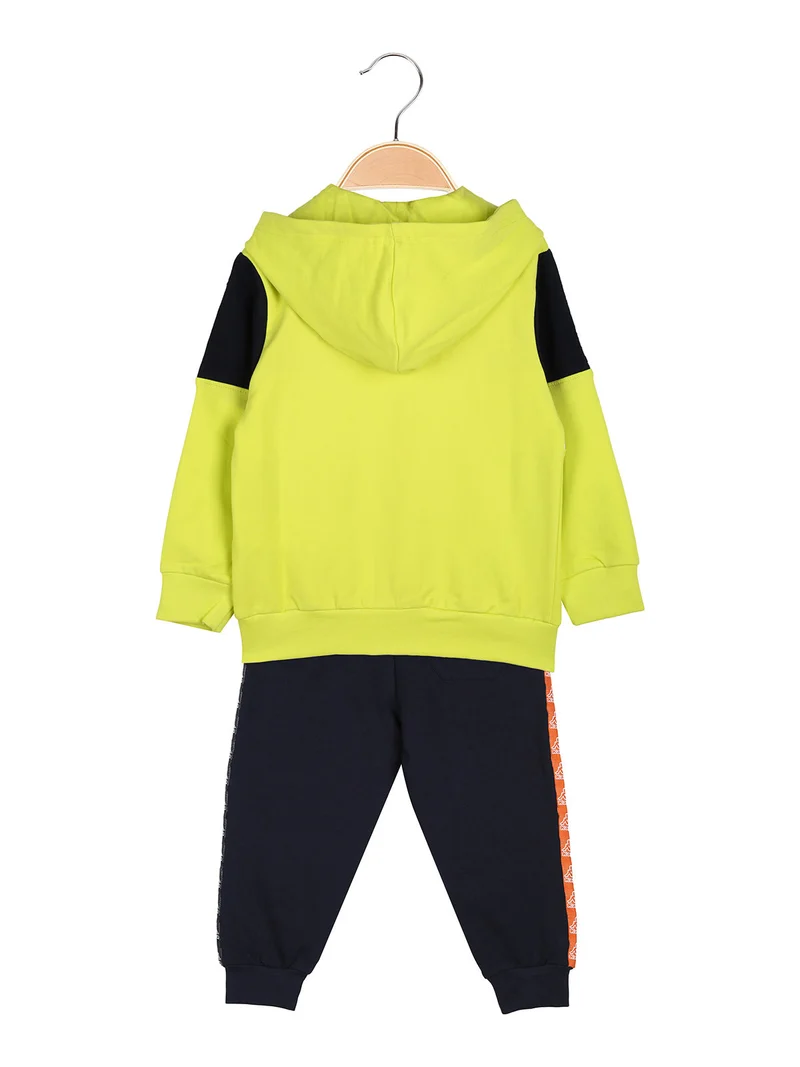 Completo tuta 2 pezzi da neonato in cotone con cappuccio e zip - mela