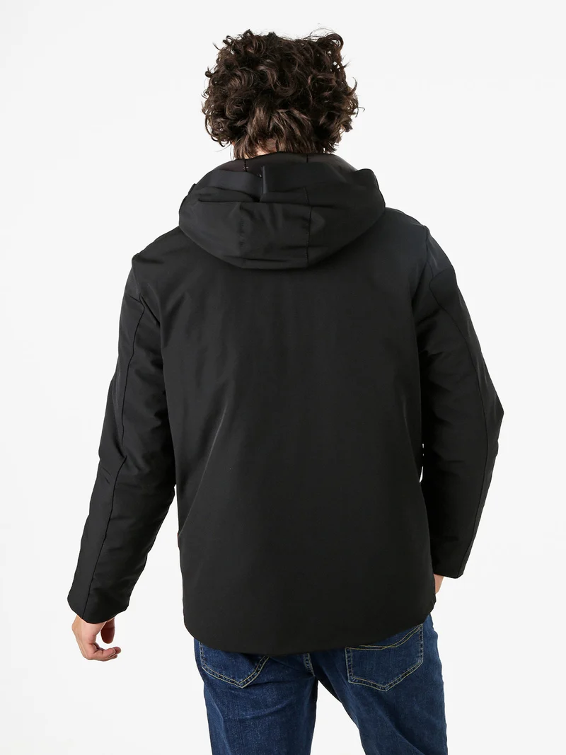 Giubbotto uomo imbottito con cappuccio e zip - nero