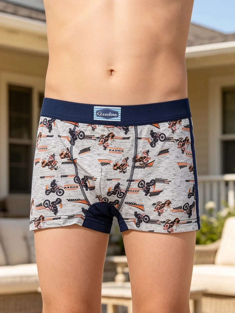 Boxer da bambino in cotone con stampe - jeans