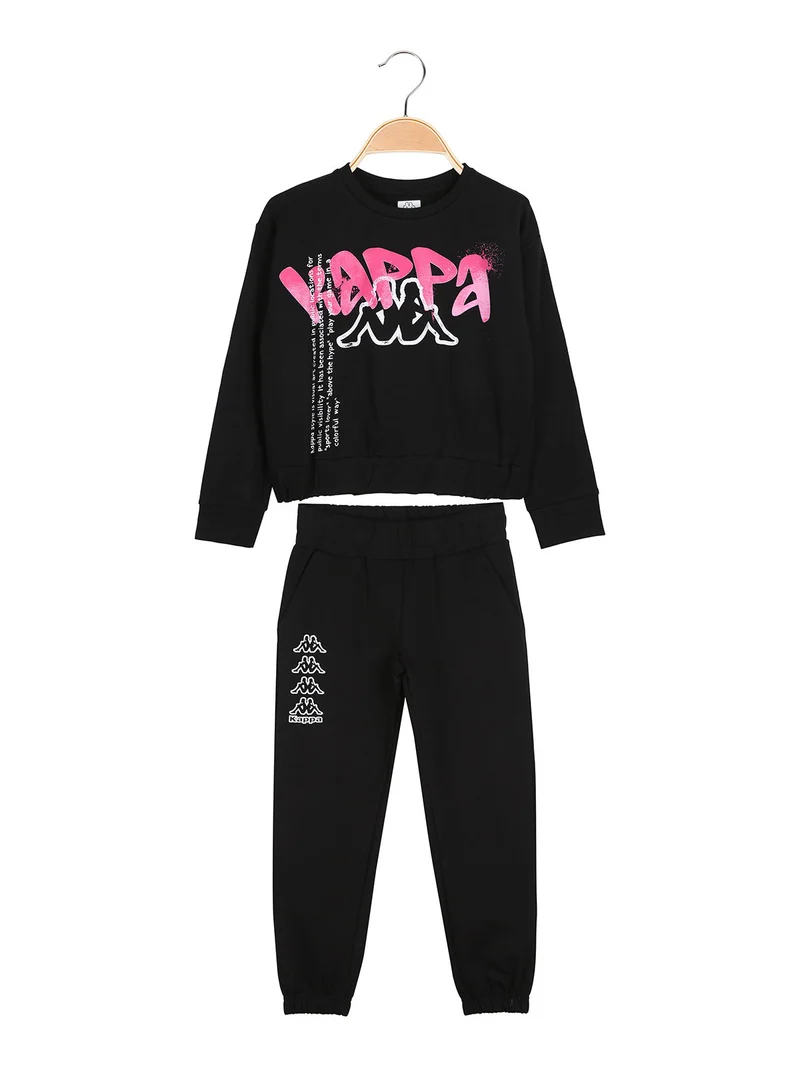 Completo tuta da ragazza con felpa cropp e pantaloni in cotone - nero