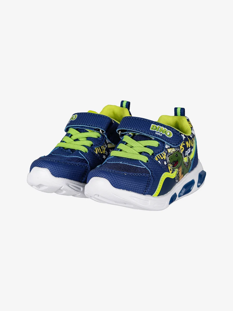 Sneakers da bambino con luci e cinturino a strappo - blu