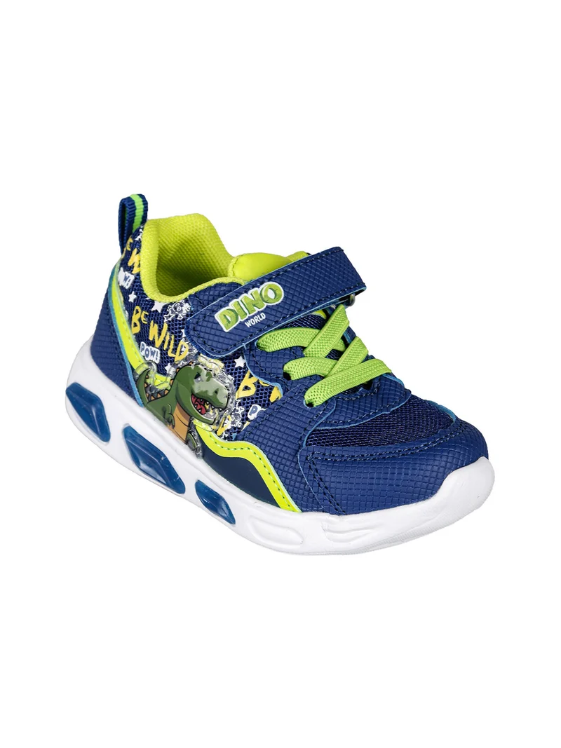 Sneakers da bambino con luci e cinturino a strappo - blu