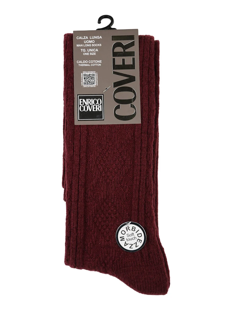 Calze lunghe da uomo morbide in caldo cotone - bordeaux