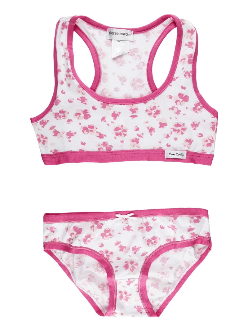 Completo intimo bambina a fiori 2 pezzi - fucsia