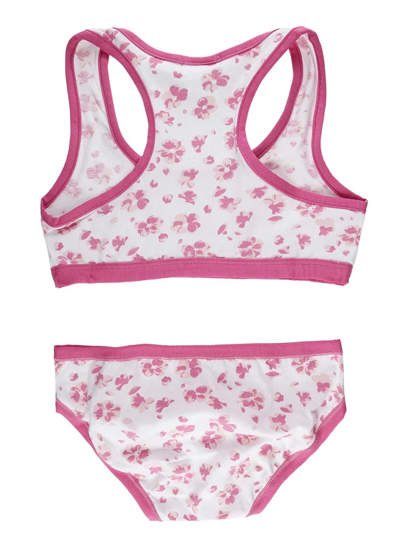 Completo intimo bambina a fiori 2 pezzi - fucsia