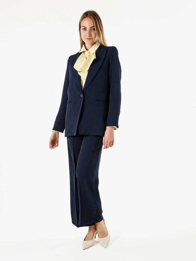 Completo elegante da donna con giacca e pantaloni - blu scuro