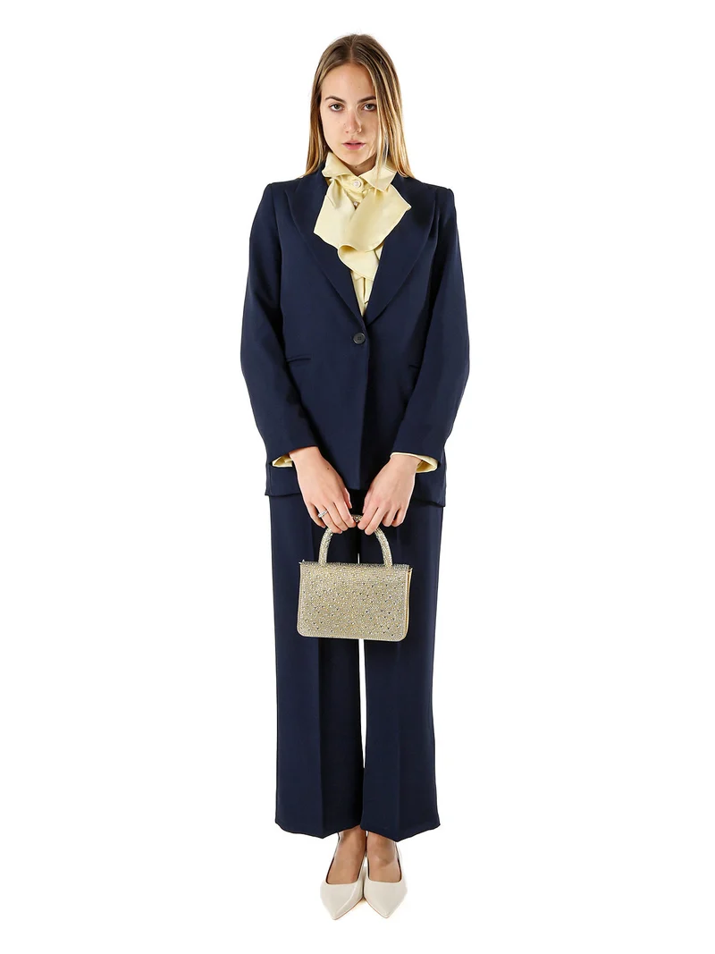 Completo elegante da donna con giacca e pantaloni - blu scuro