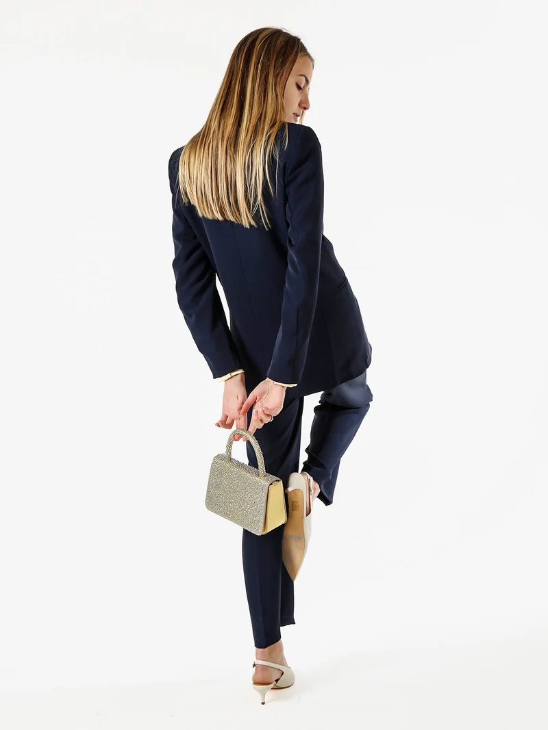 Completo elegante da donna con giacca e pantaloni - blu scuro