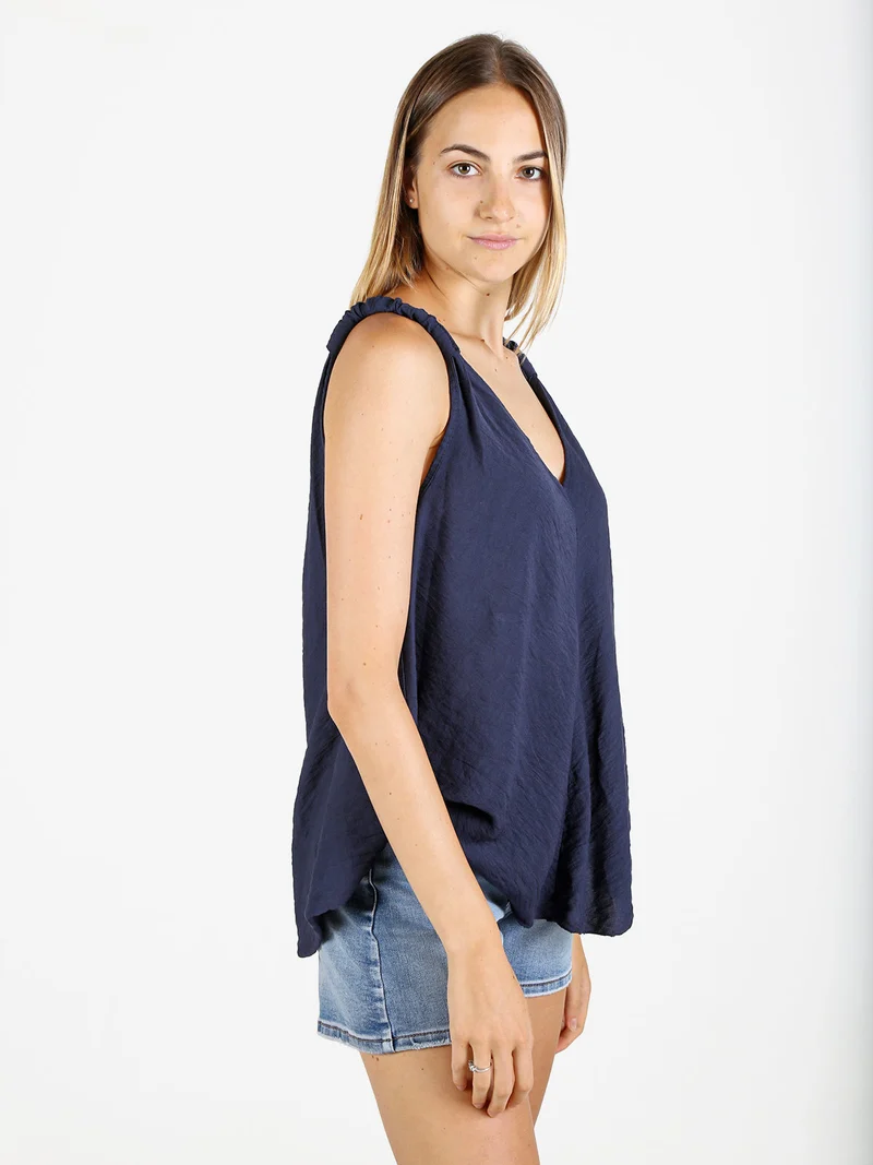 Top donna svasato con scollo a V - blu scuro