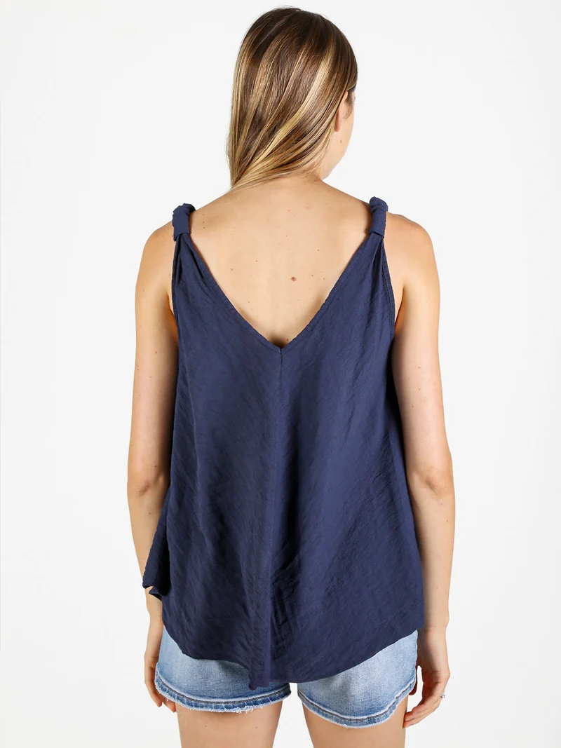 Top donna svasato con scollo a V - blu scuro