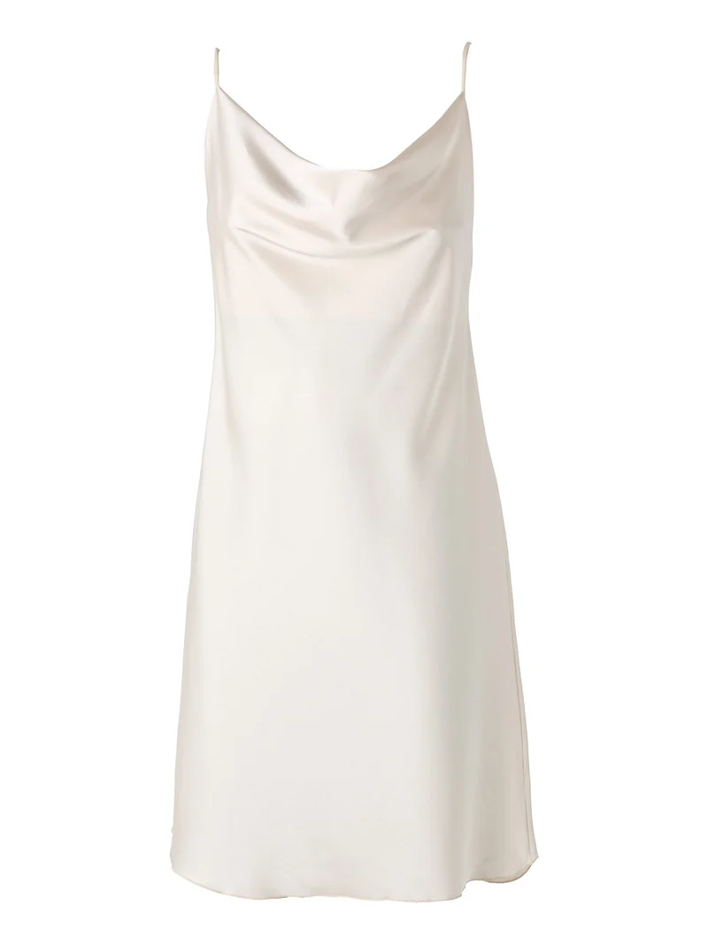 Vestito da donna con spalline sottili e scollo a cascata - beige