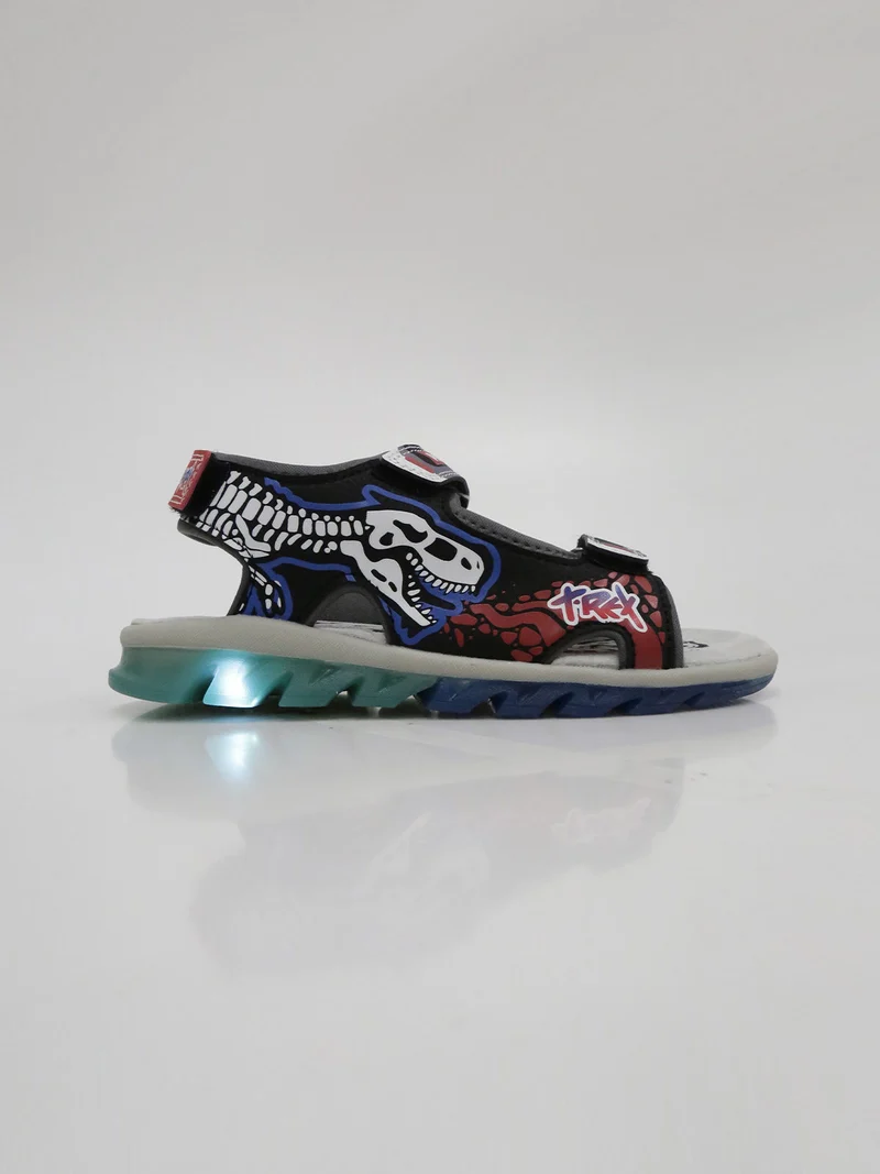 Sandali da bambino con stampe e luci - nero