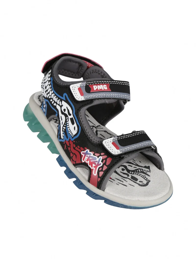 Sandali da bambino con stampe e luci - nero