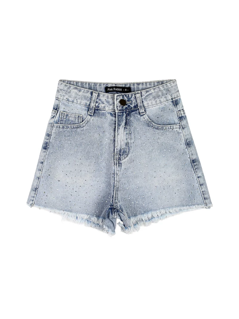 Shorts da ragazza in jeans con micro borchie - jeans