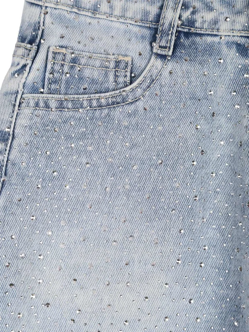 Shorts da ragazza in jeans con micro borchie - jeans