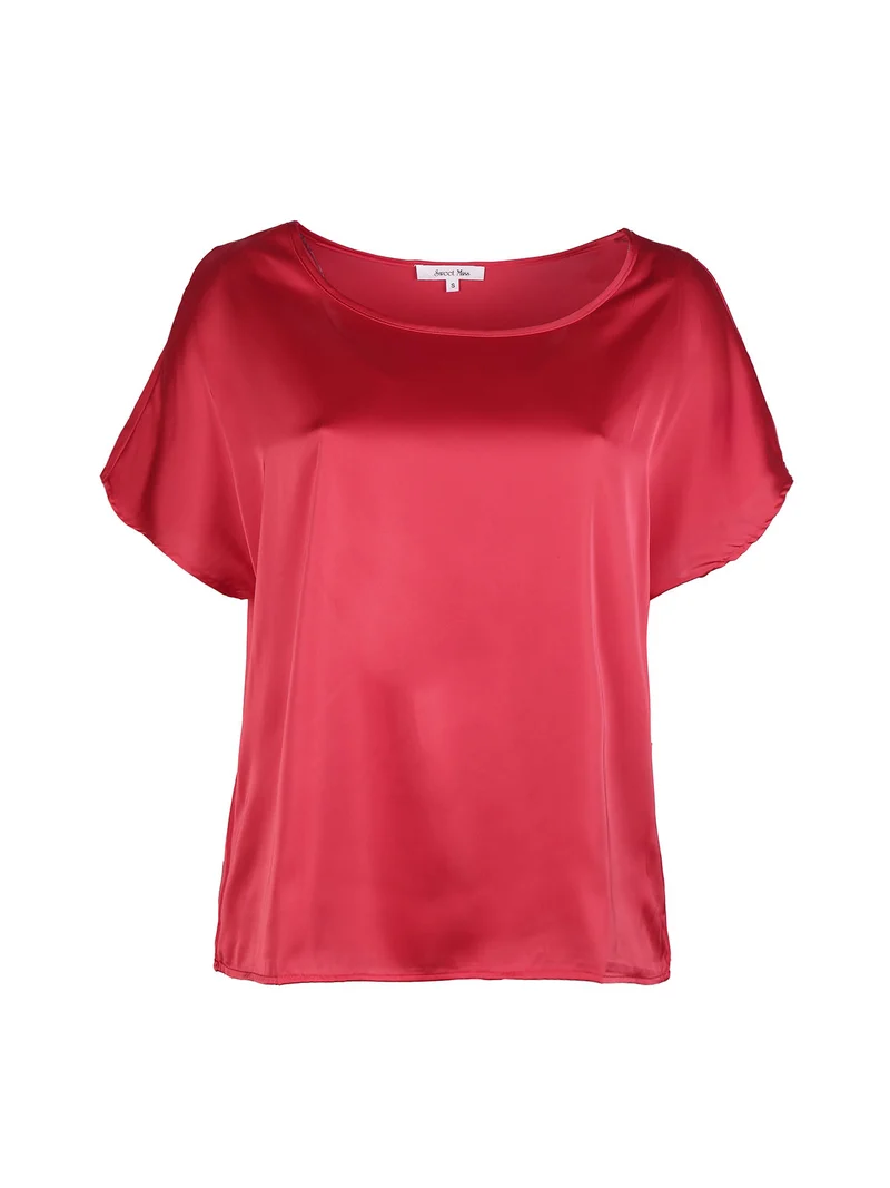 Blusa donna effetto raso - rosso