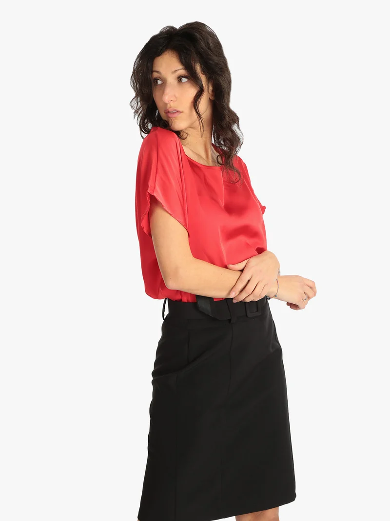 Blusa donna effetto raso - rosso