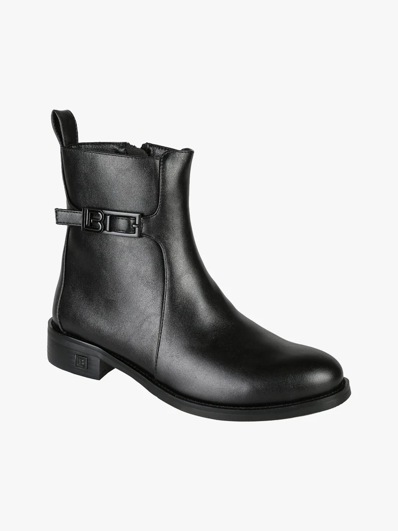 Stivaletti donna minimal bassi con zip - nero