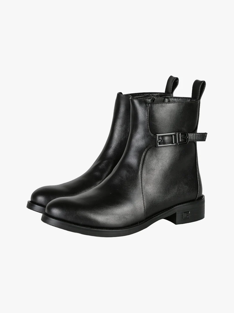 Stivaletti donna minimal bassi con zip - nero