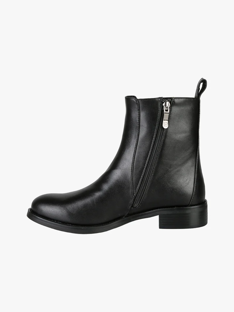Stivaletti donna minimal bassi con zip - nero