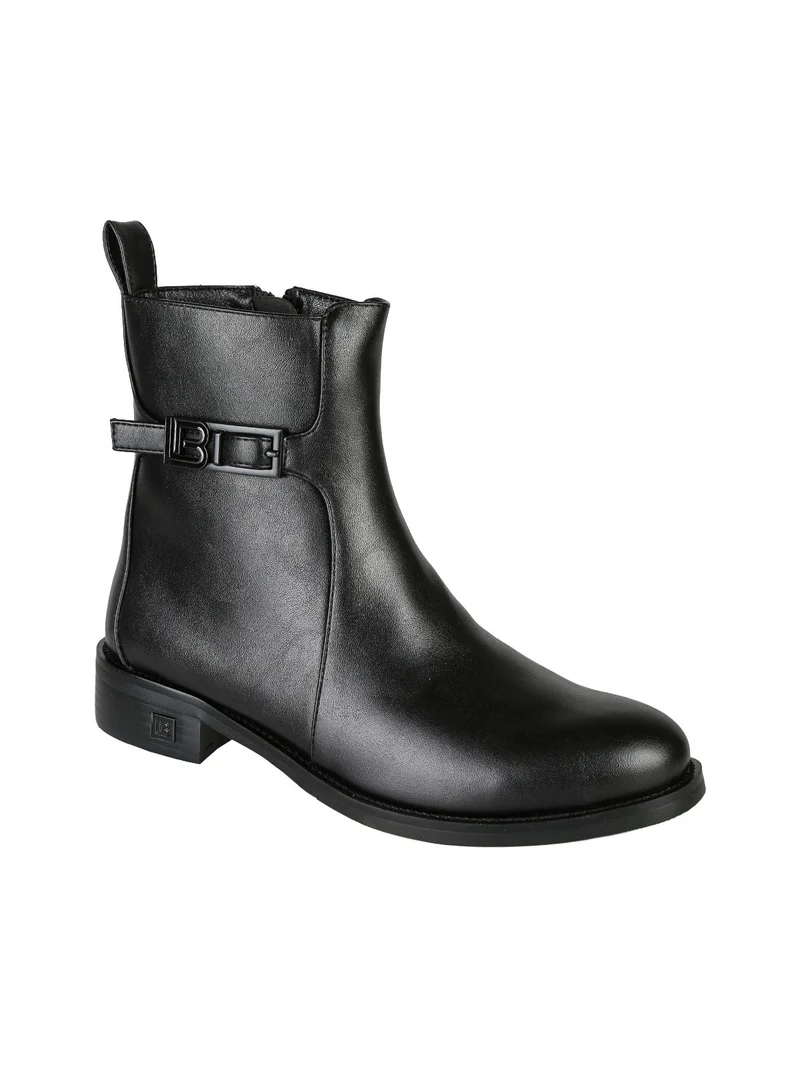 Stivaletti donna minimal bassi con zip - nero