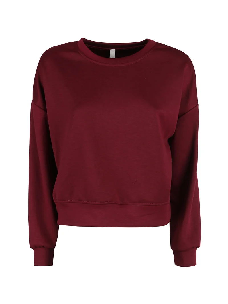 Felpa donna oversize girocollo - bordeaux