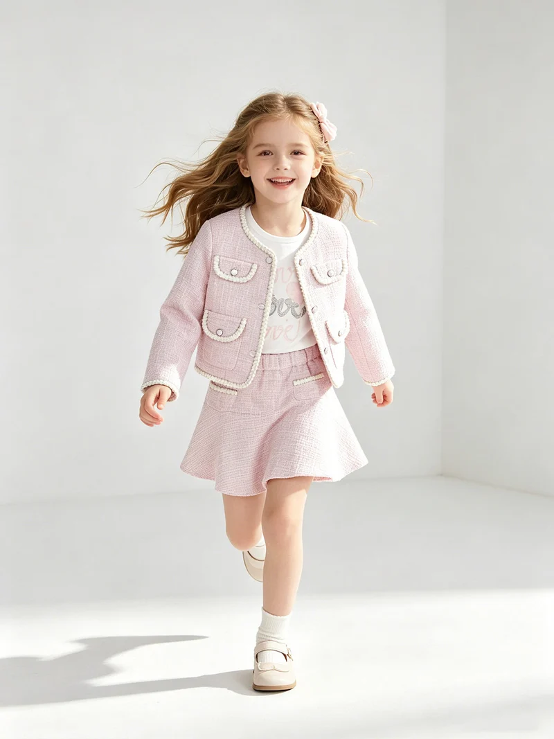 Completo elegante da bambina 3 pezzi - rosa