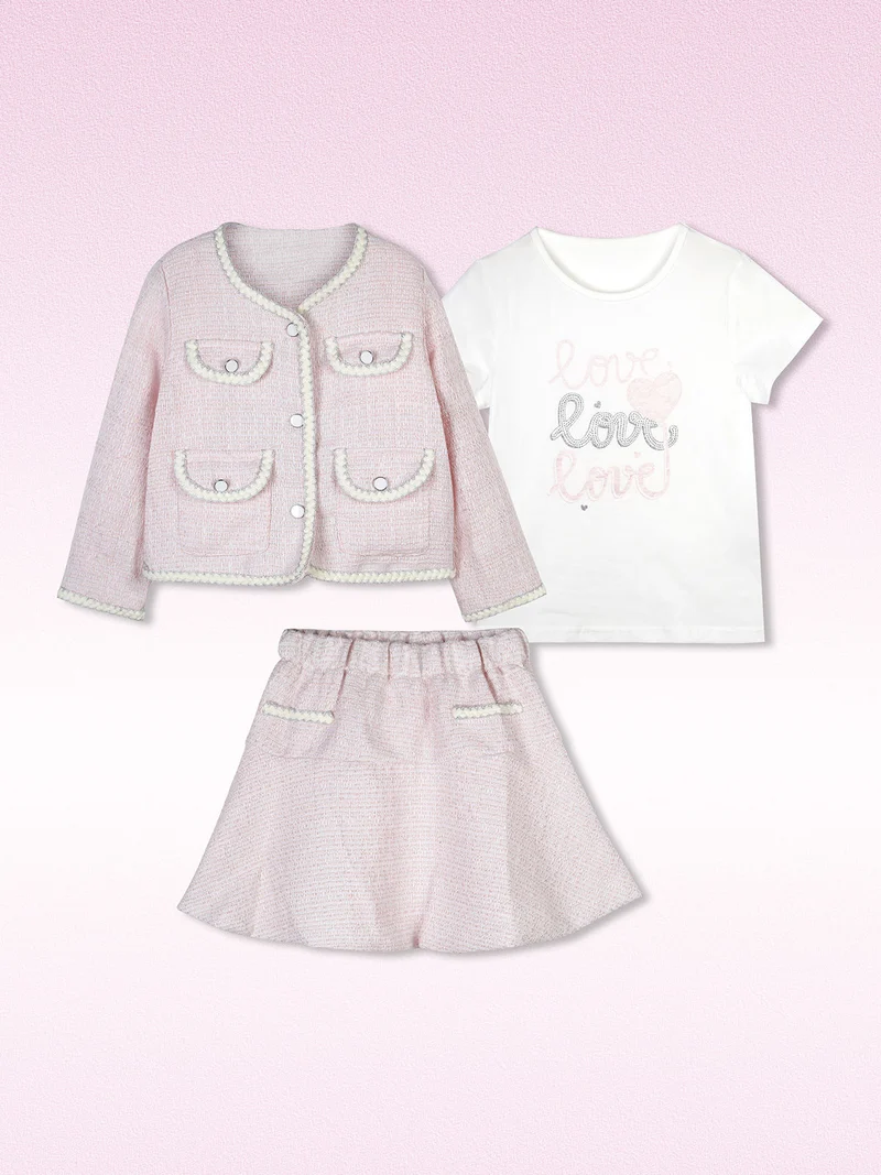 Completo elegante da bambina 3 pezzi - rosa