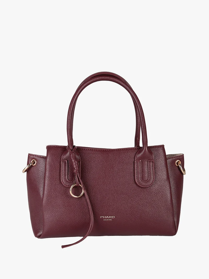 Borsa donna in ecopelle con doppi manici - bordeaux