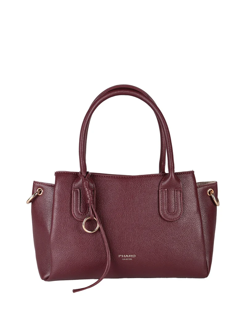 Borsa donna in ecopelle con doppi manici - bordeaux