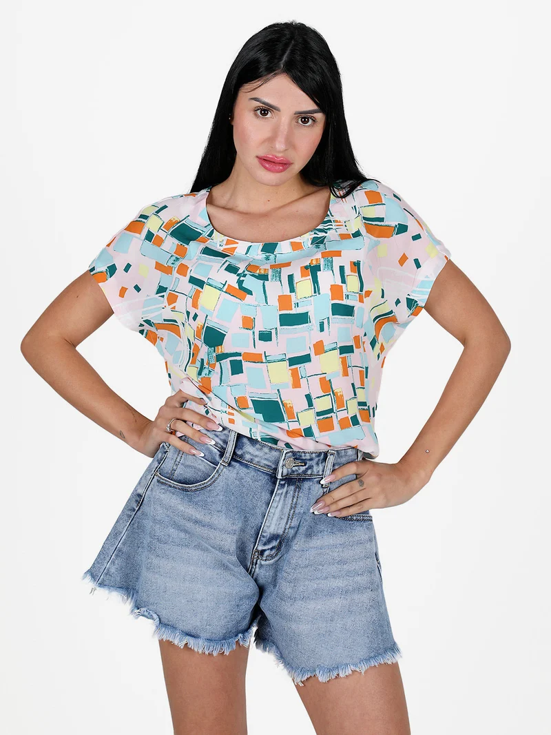 Blusa donna a maniche corte - rosa