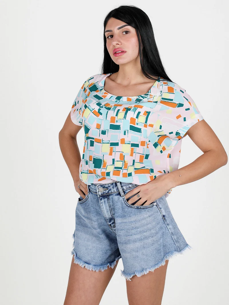 Blusa donna a maniche corte - rosa