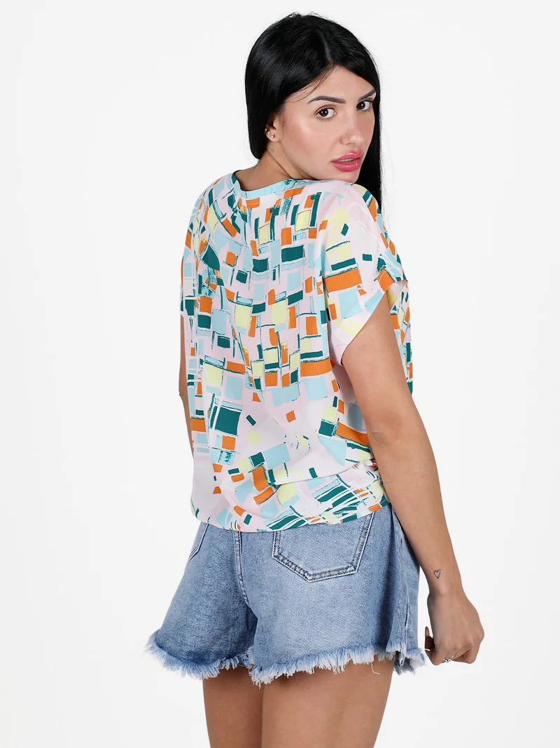 Blusa donna a maniche corte - rosa