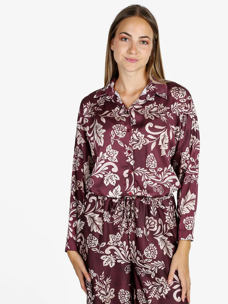 Camicia donna a fantasia - bordeaux