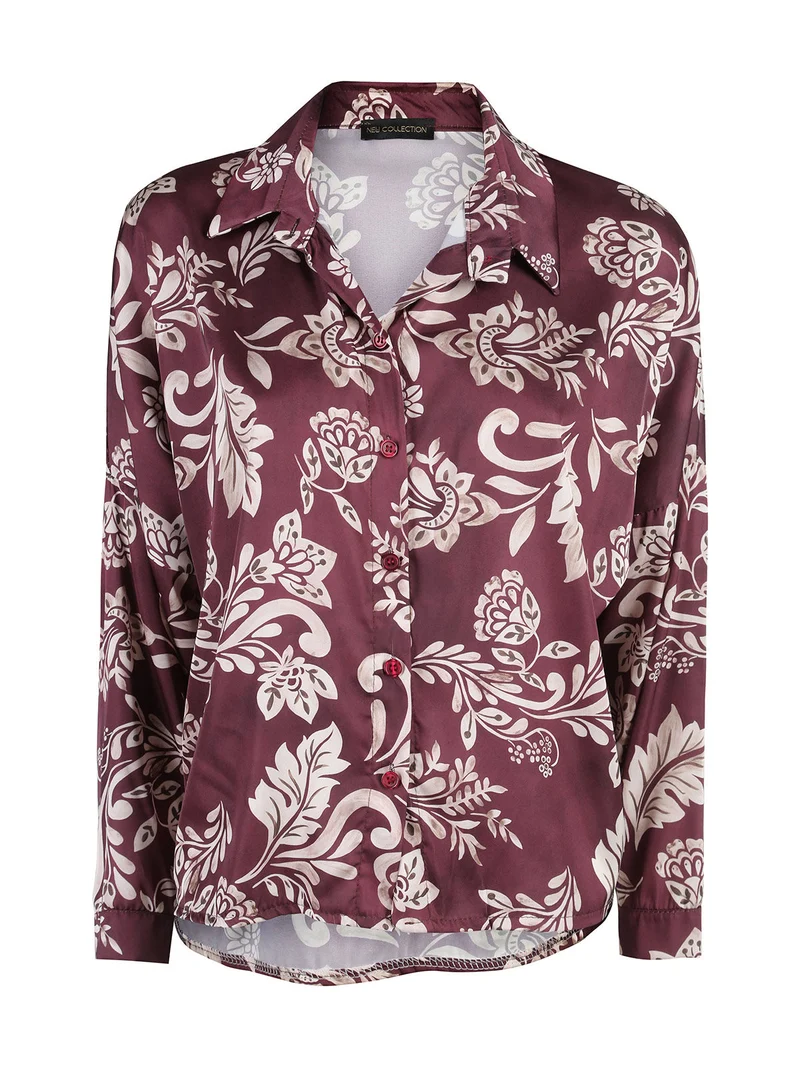 Camicia donna a fantasia - bordeaux