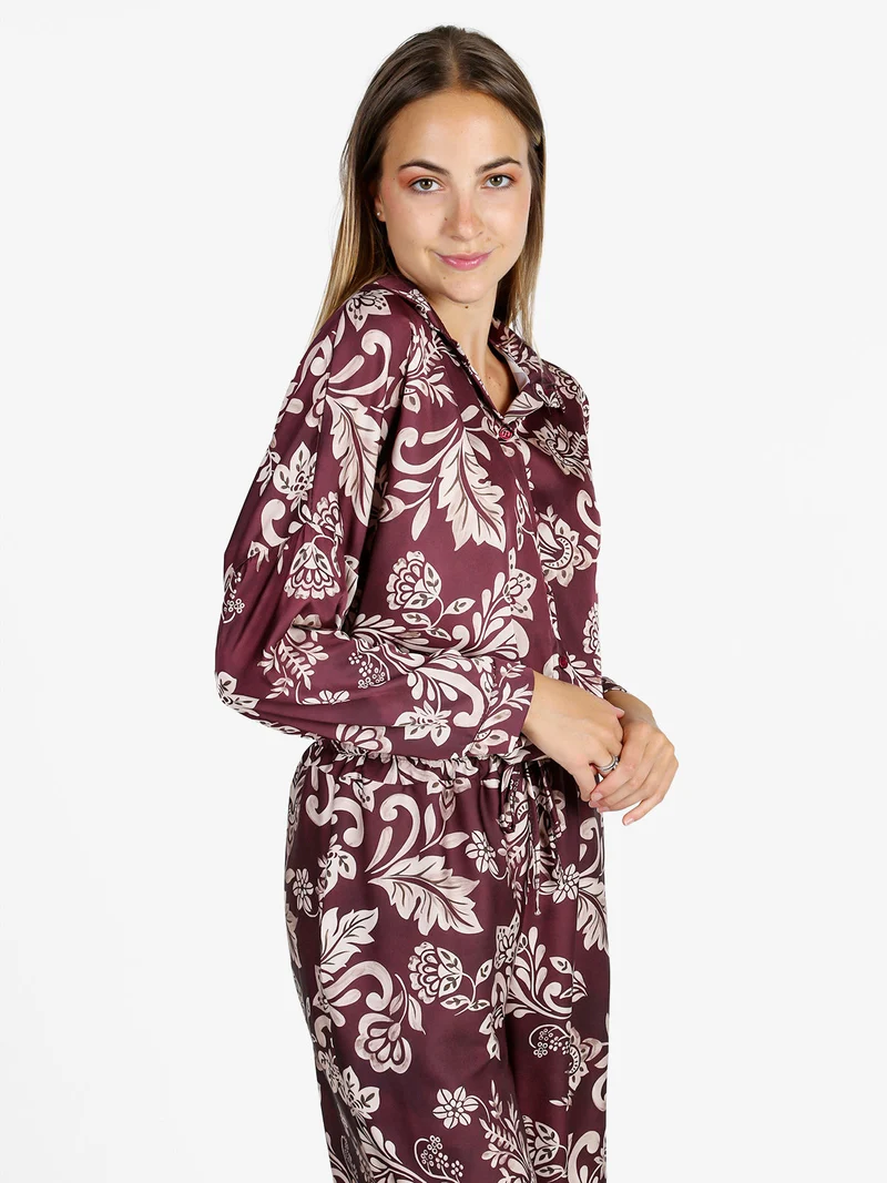 Camicia donna a fantasia - bordeaux