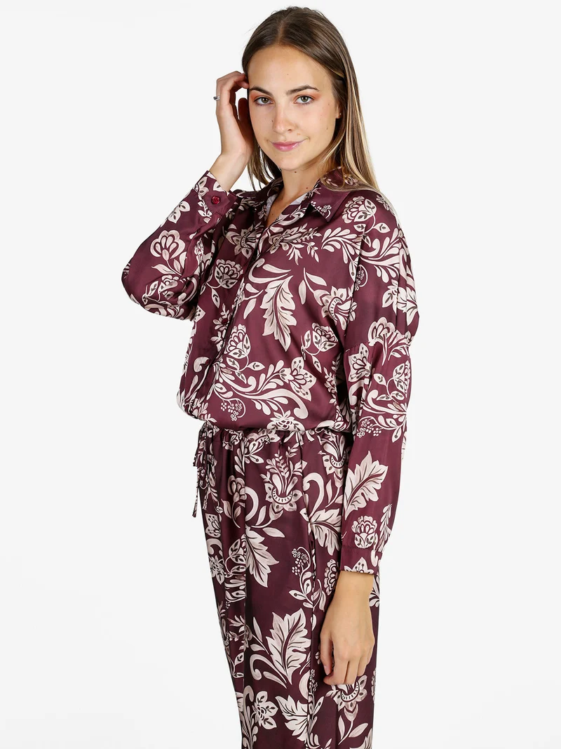 Camicia donna a fantasia - bordeaux