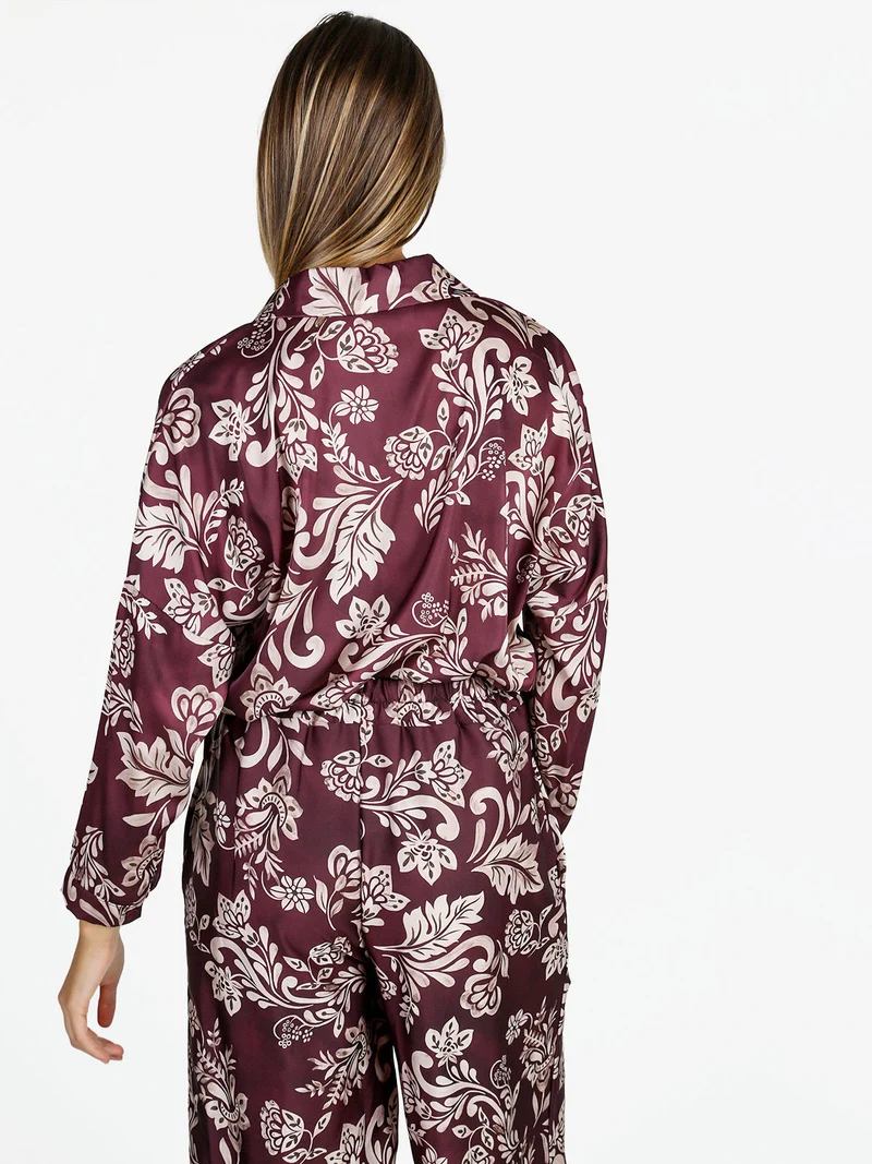 Camicia donna a fantasia - bordeaux