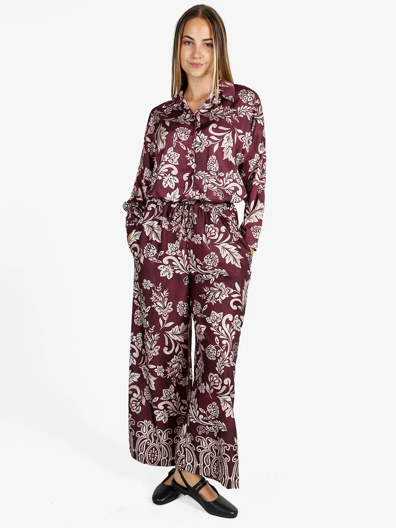 Camicia donna a fantasia - bordeaux
