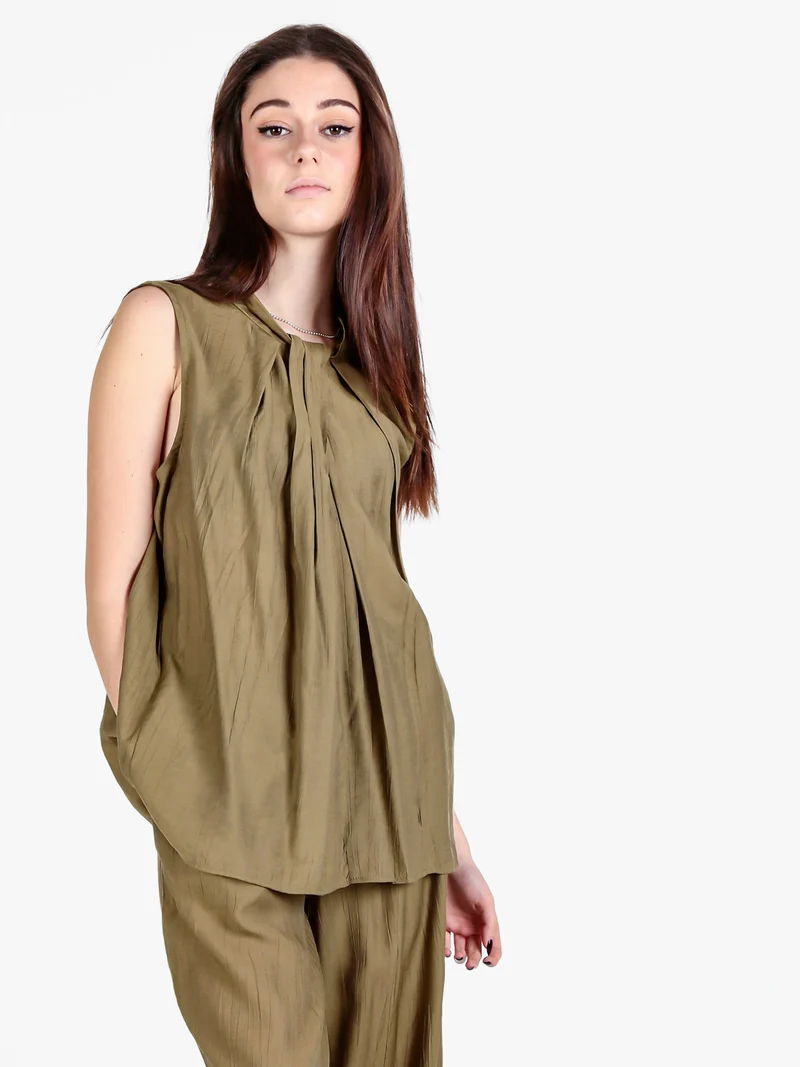 Top donna smanicato oversize - militare