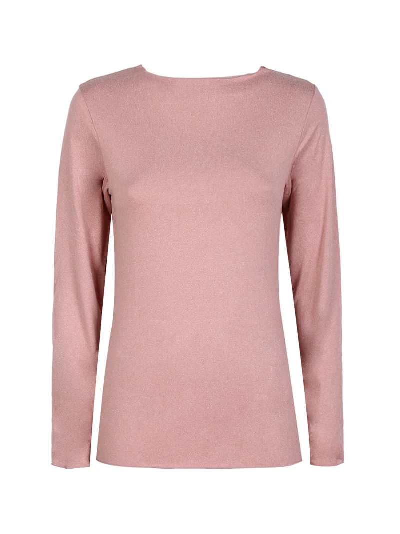 Maglia donna in microfibra con scollo a barca - rosa