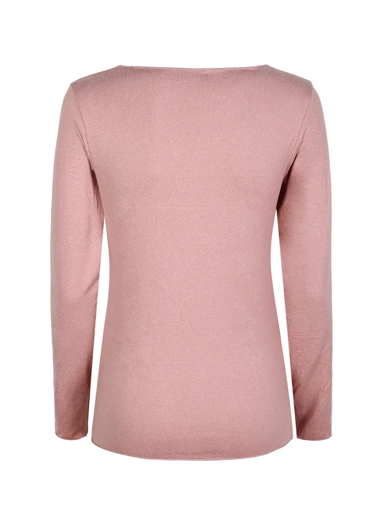 Maglia donna in microfibra con scollo a barca - rosa