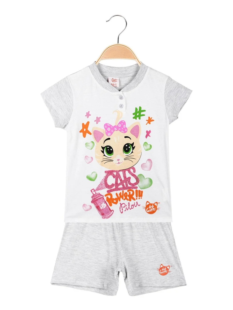 Pigiama corto bambina in cotone - grigio