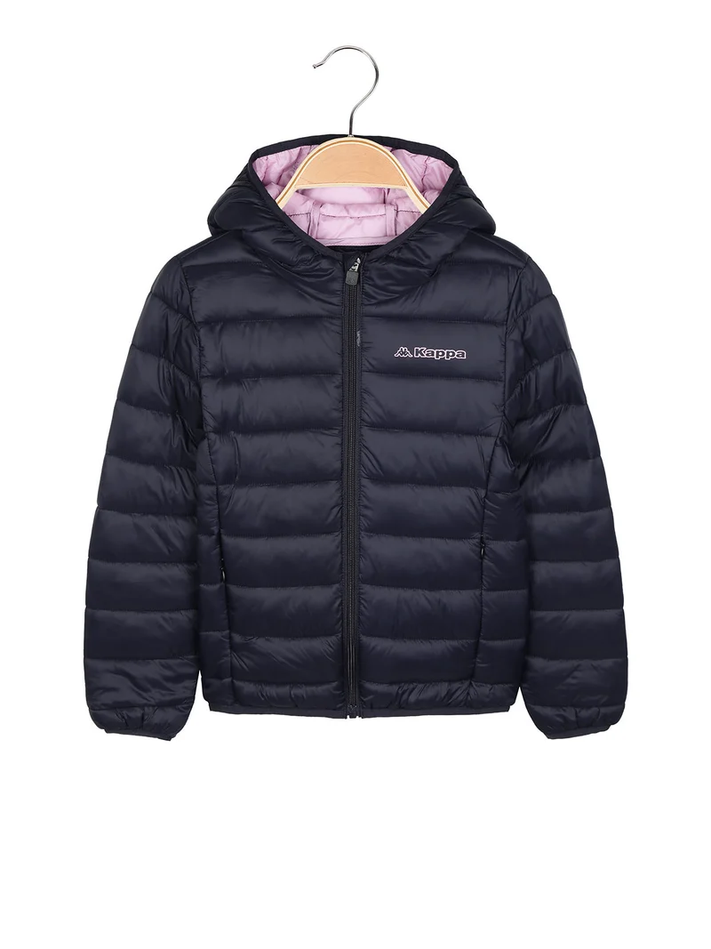 Piumino da bambina con cappuccio - blu scuro