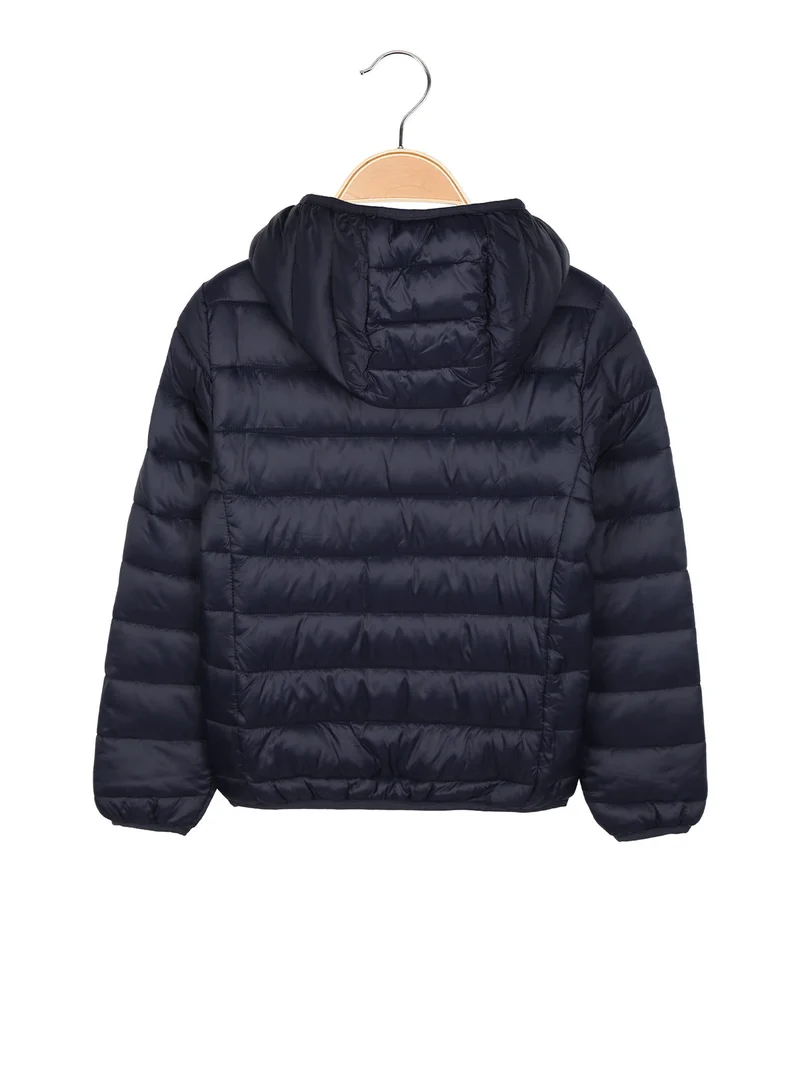 Piumino da bambina con cappuccio - blu scuro