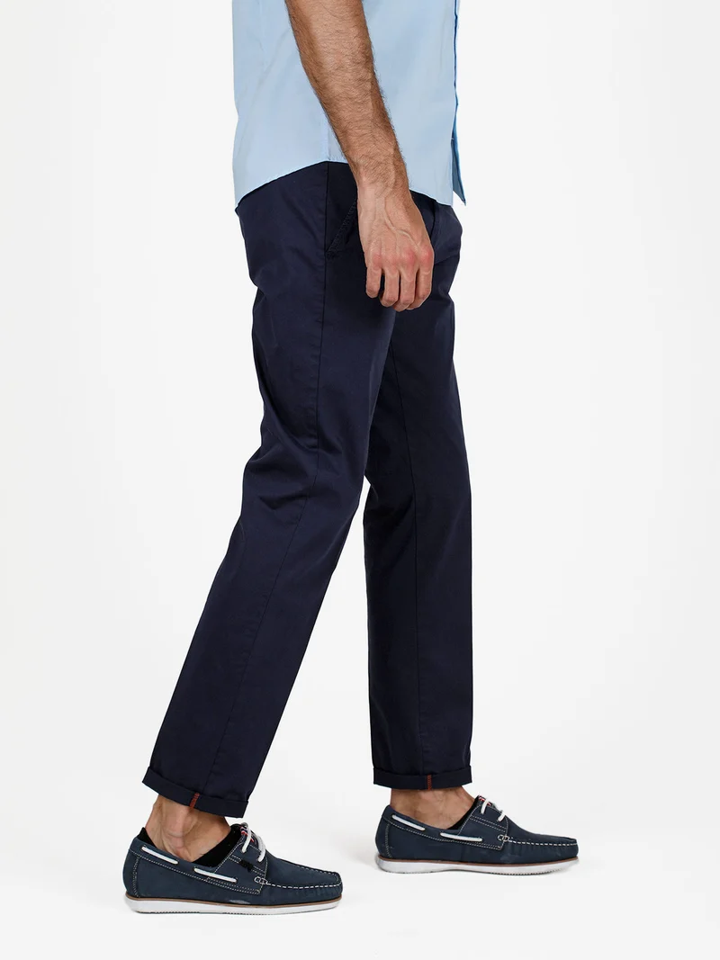 Pantaloni slim fit da uomo in cotone - blu scuro