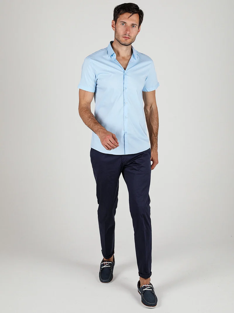 Pantaloni slim fit da uomo in cotone - blu scuro