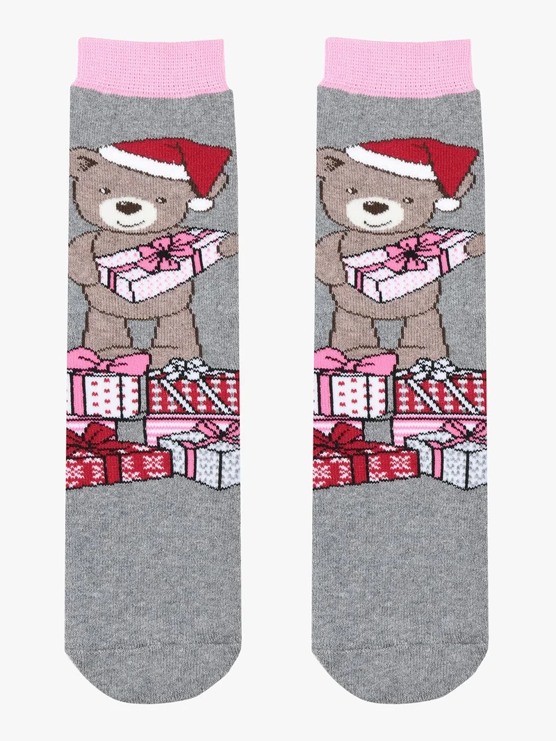Calze antiscivolo natalizie da bambina - grigio