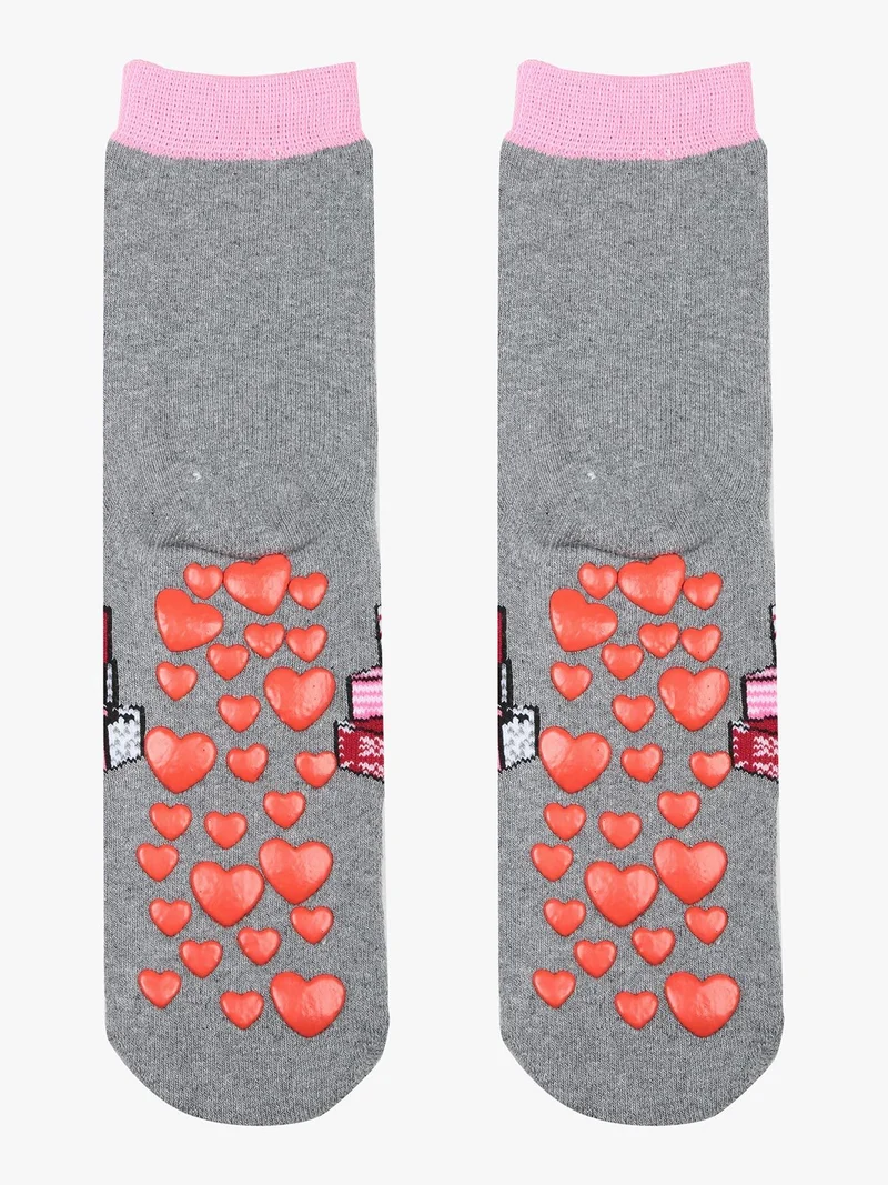 Calze antiscivolo natalizie da bambina - grigio