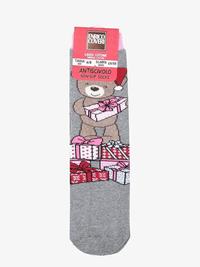 Calze antiscivolo natalizie da bambina - grigio
